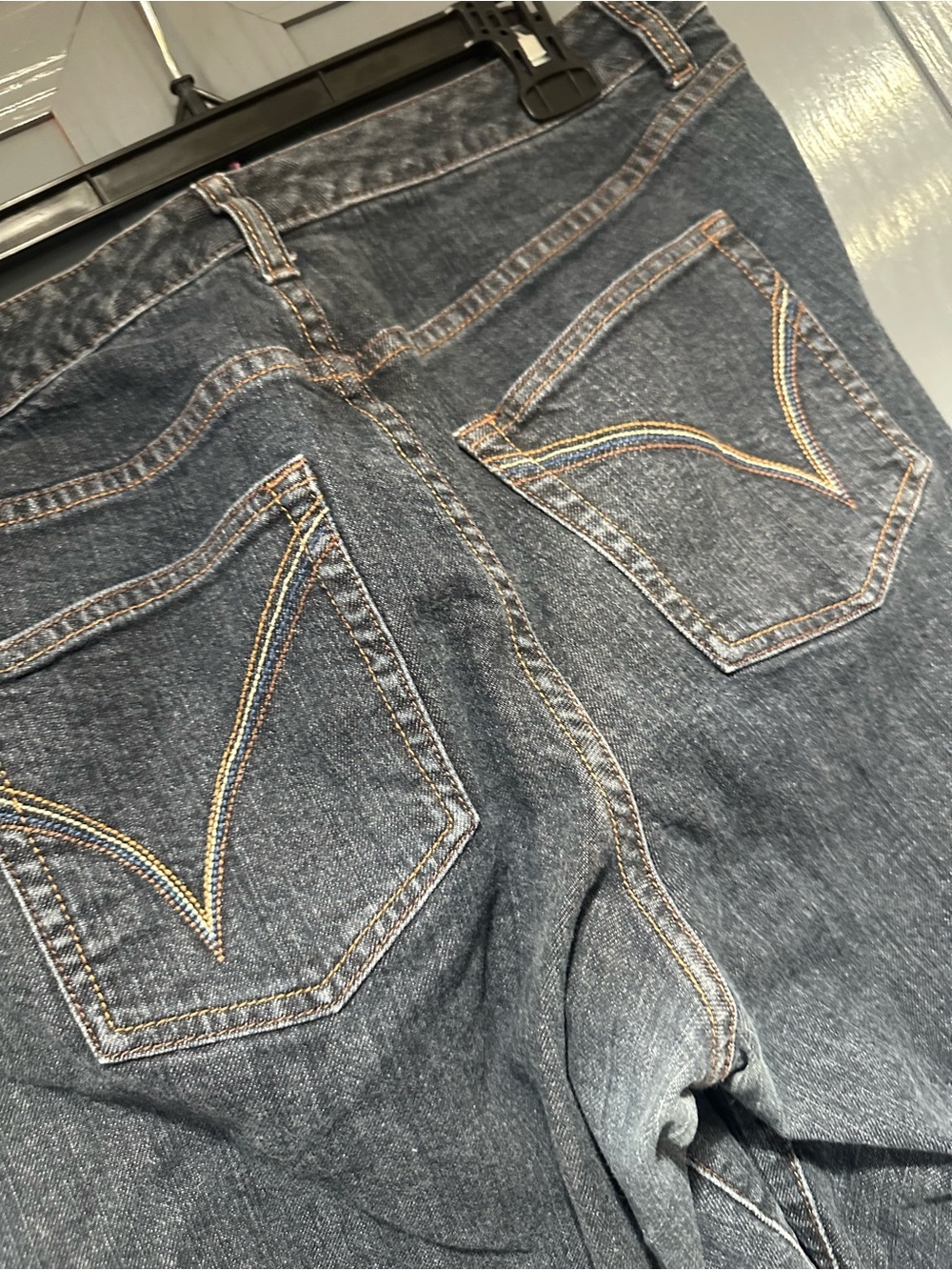 Venezia Dark Blue Jeans with Multicolor Pocket Stitching Boot Cut 18